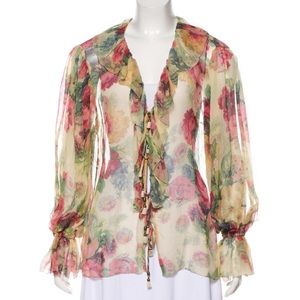 Zimmerman silk lace up floral blouse size XS